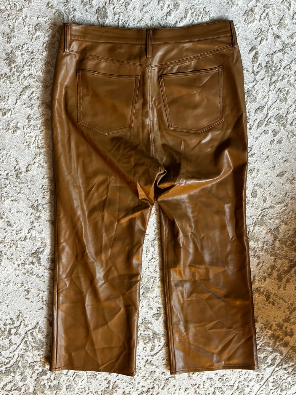 J. Crew Slim Wide-Leg Pants in Faux Leather, Brown Sugar Color - Picture 7 of 10